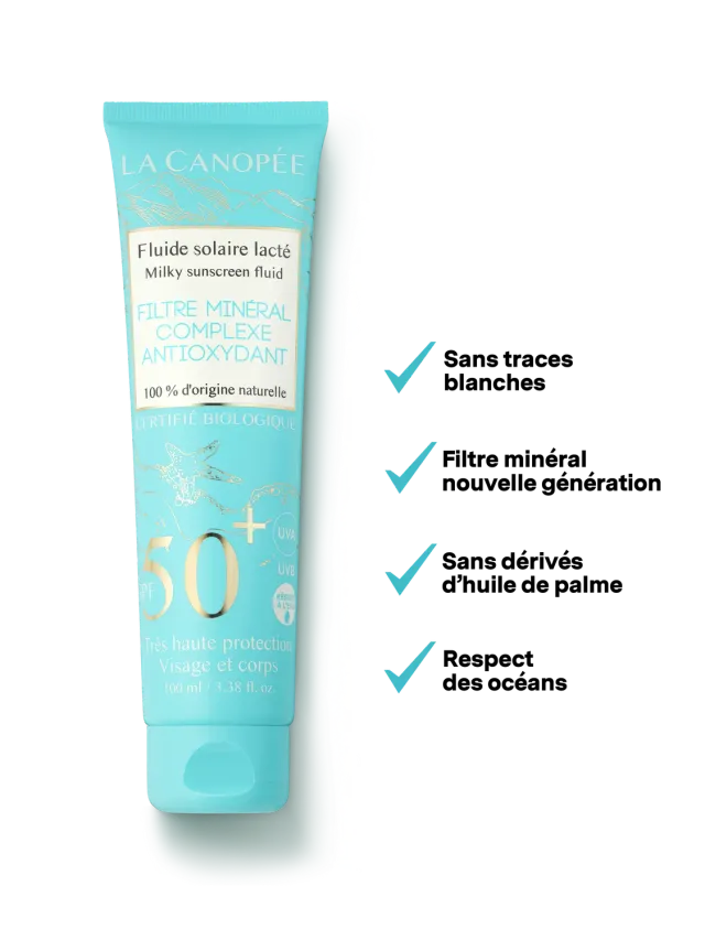 La Canopée Fluide solaire lacté SPF50+ minéral visage 40ml