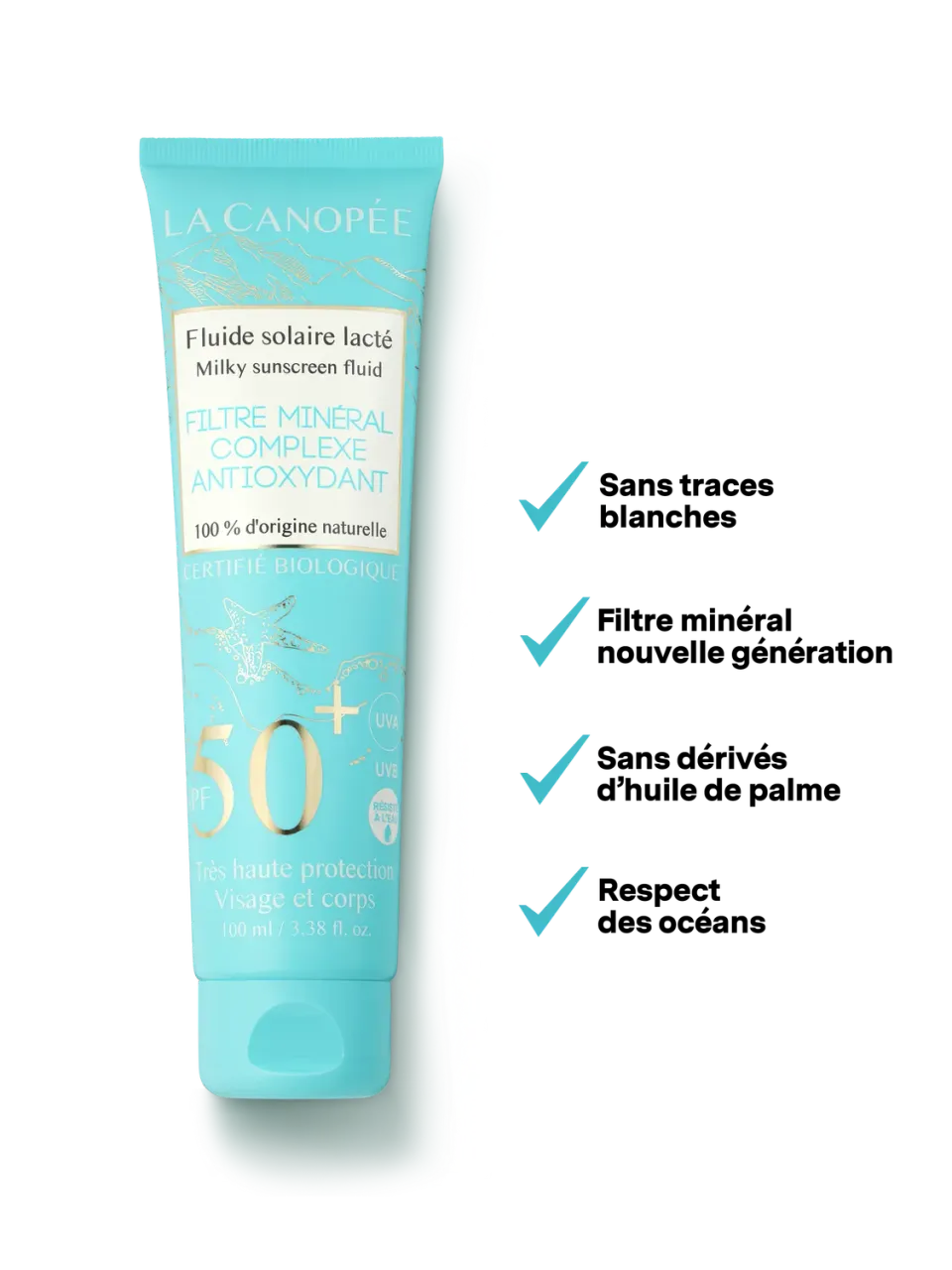La Canopée Fluide solaire lacté SPF50+ minéral visage 40ml