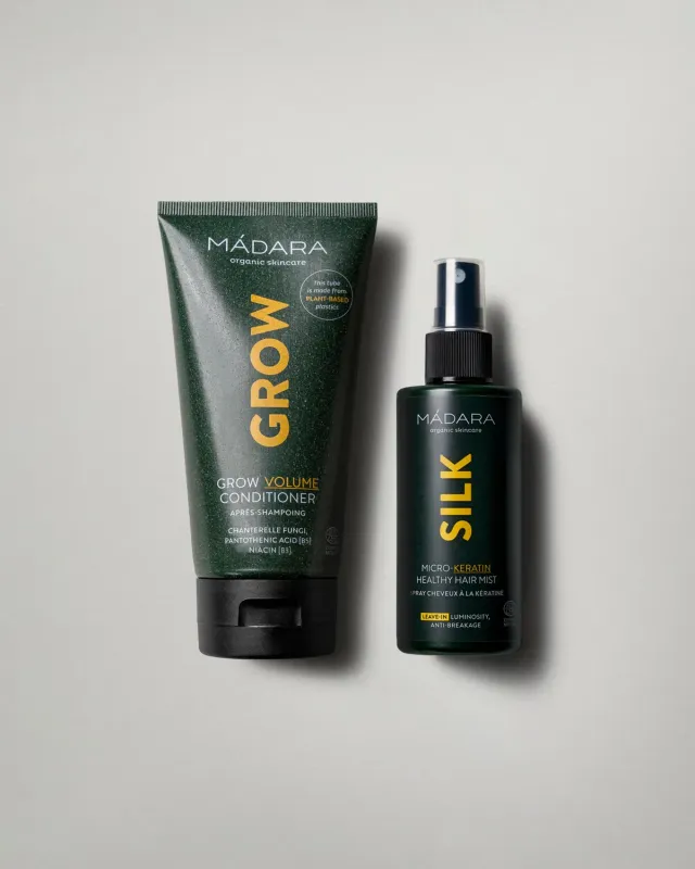 MÁDARA Volume Strength set après-shampoing + spray kératine