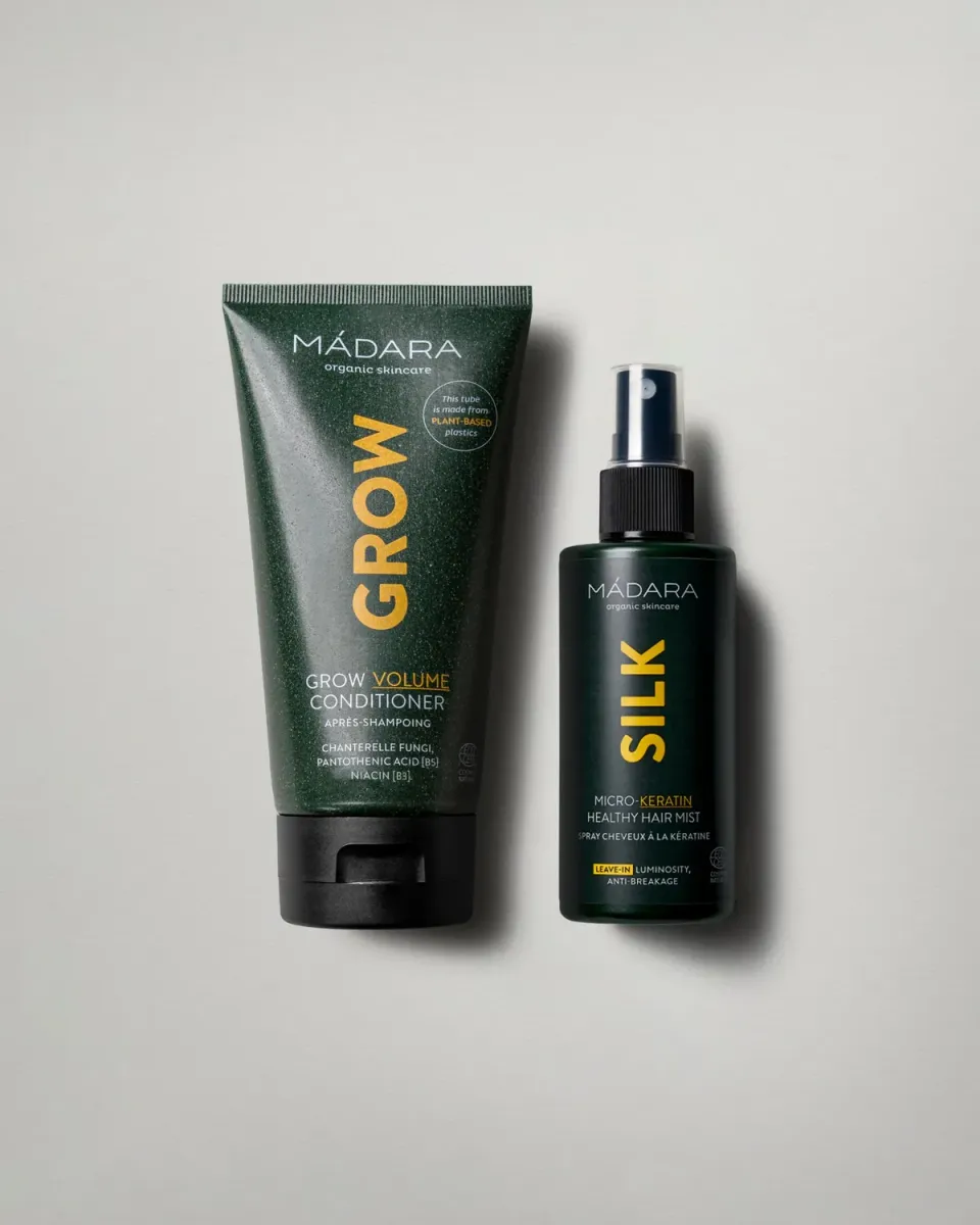 MÁDARA Volume Strength set après-shampoing + spray kératine
