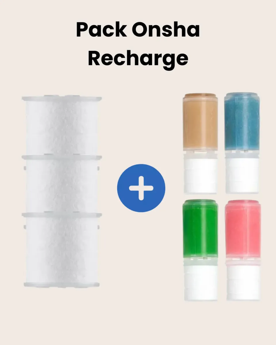 SULLAB Onsha kit douche 3 filtres + 4 recharges parfums assortis