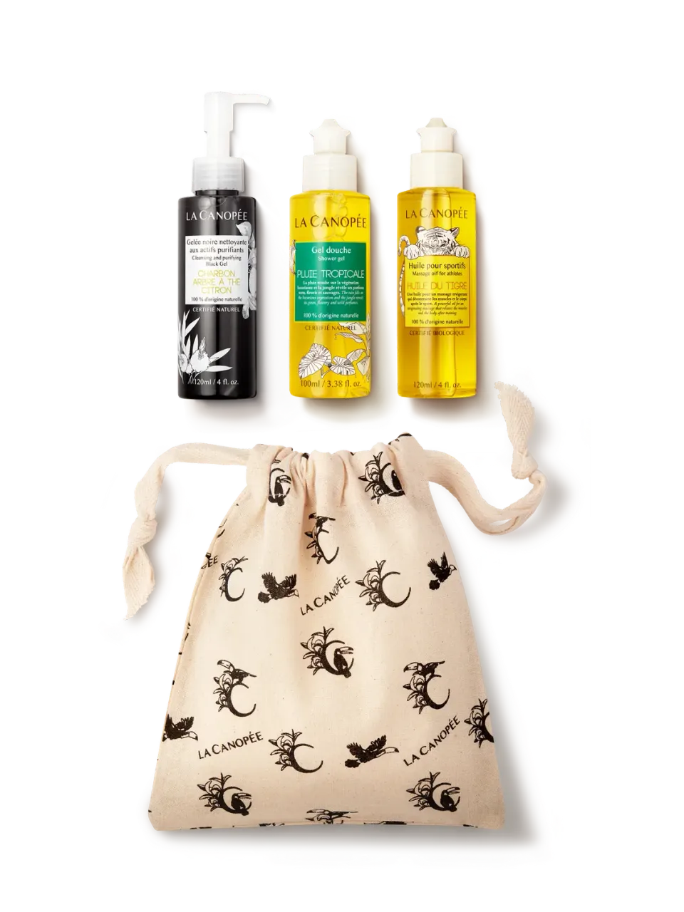 La Canopée Pochette sport gelée + douche + huile