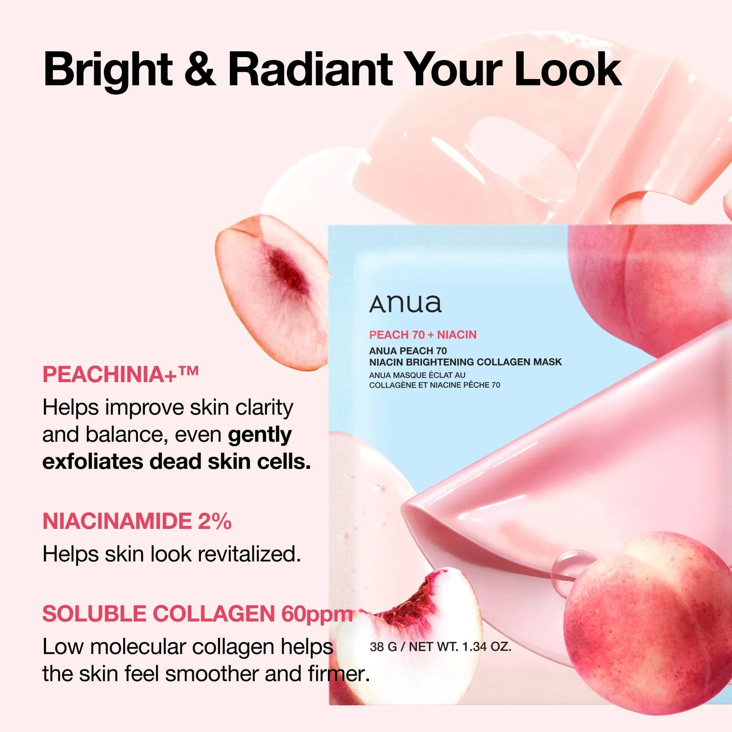 Anua Peach 70 Niacin masque collagène pêche éclat