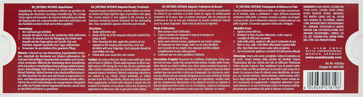 M. Asam Retinol Intense ampoules 14 x 1 ml lissant nuit