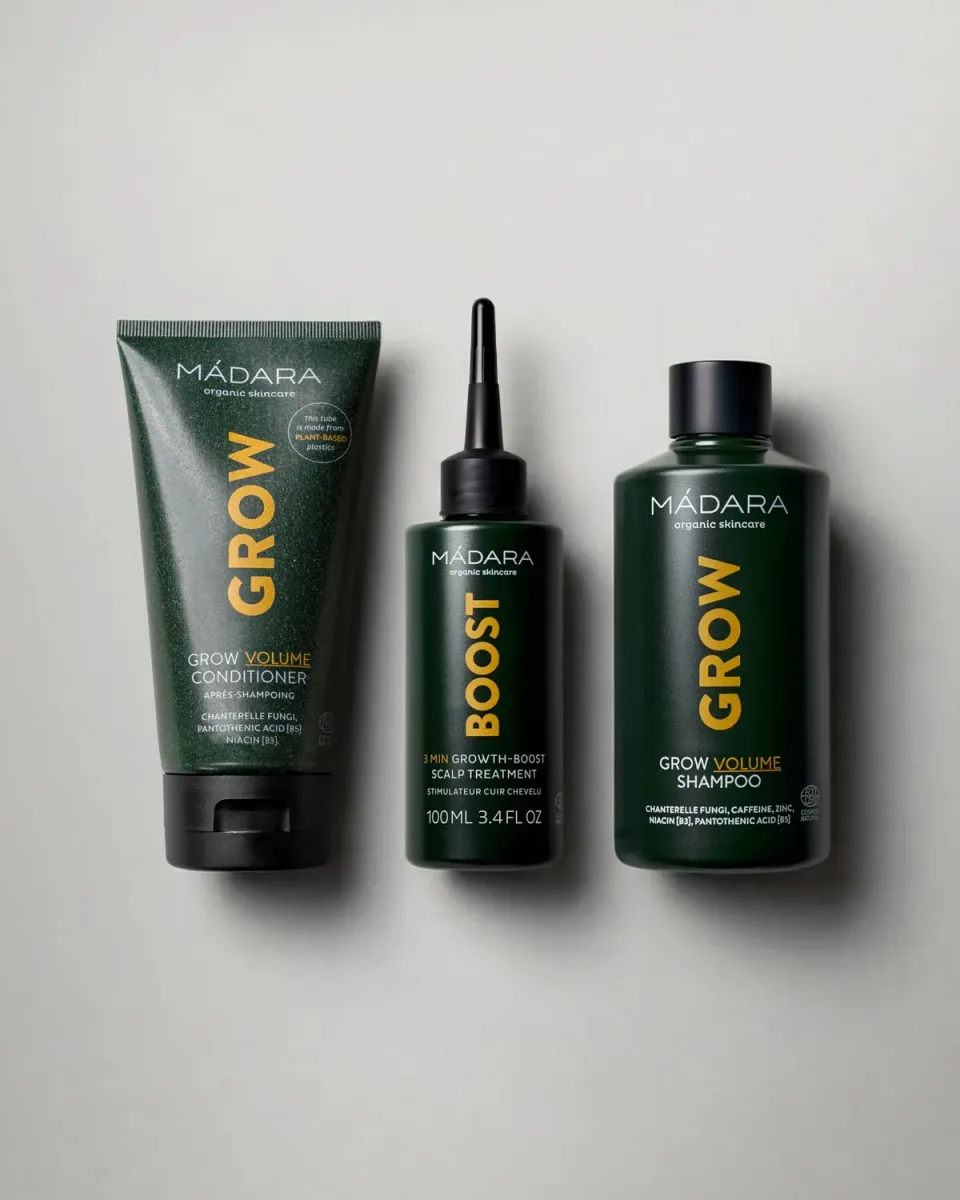 Mádara Grow Volume 3 Min Growth Boost coffret cheveux 3 soins densité