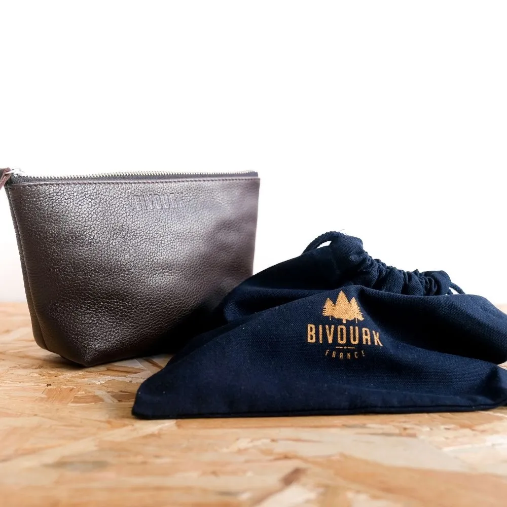 Bivouak Trousse de toilette homme cuir 22,5 cm