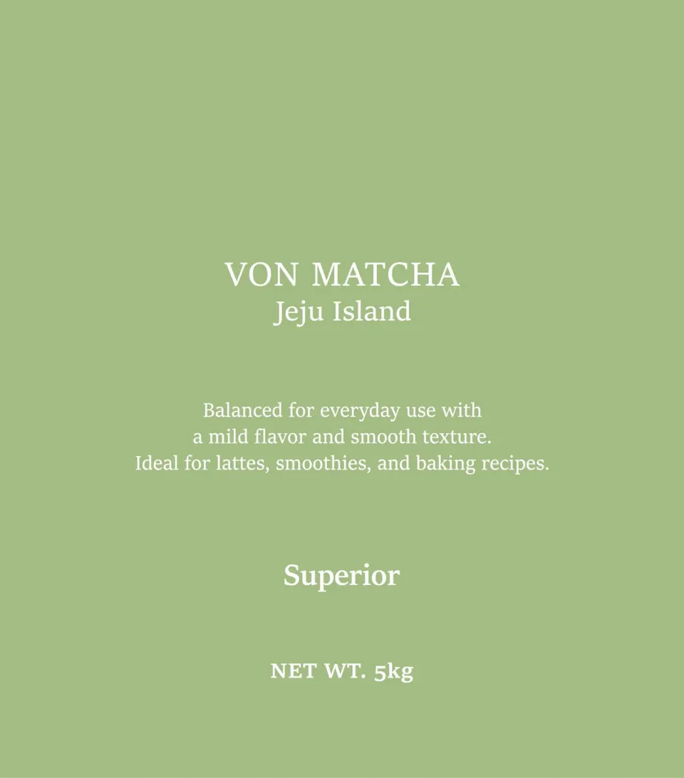 VON MATCHA Superior Grade thé matcha 5kg quotidien