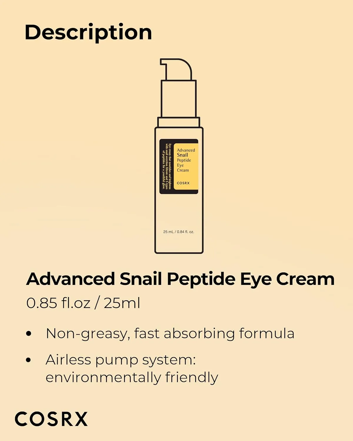 Cosrx Advanced Snail Peptide crème yeux 25ml anti-rides