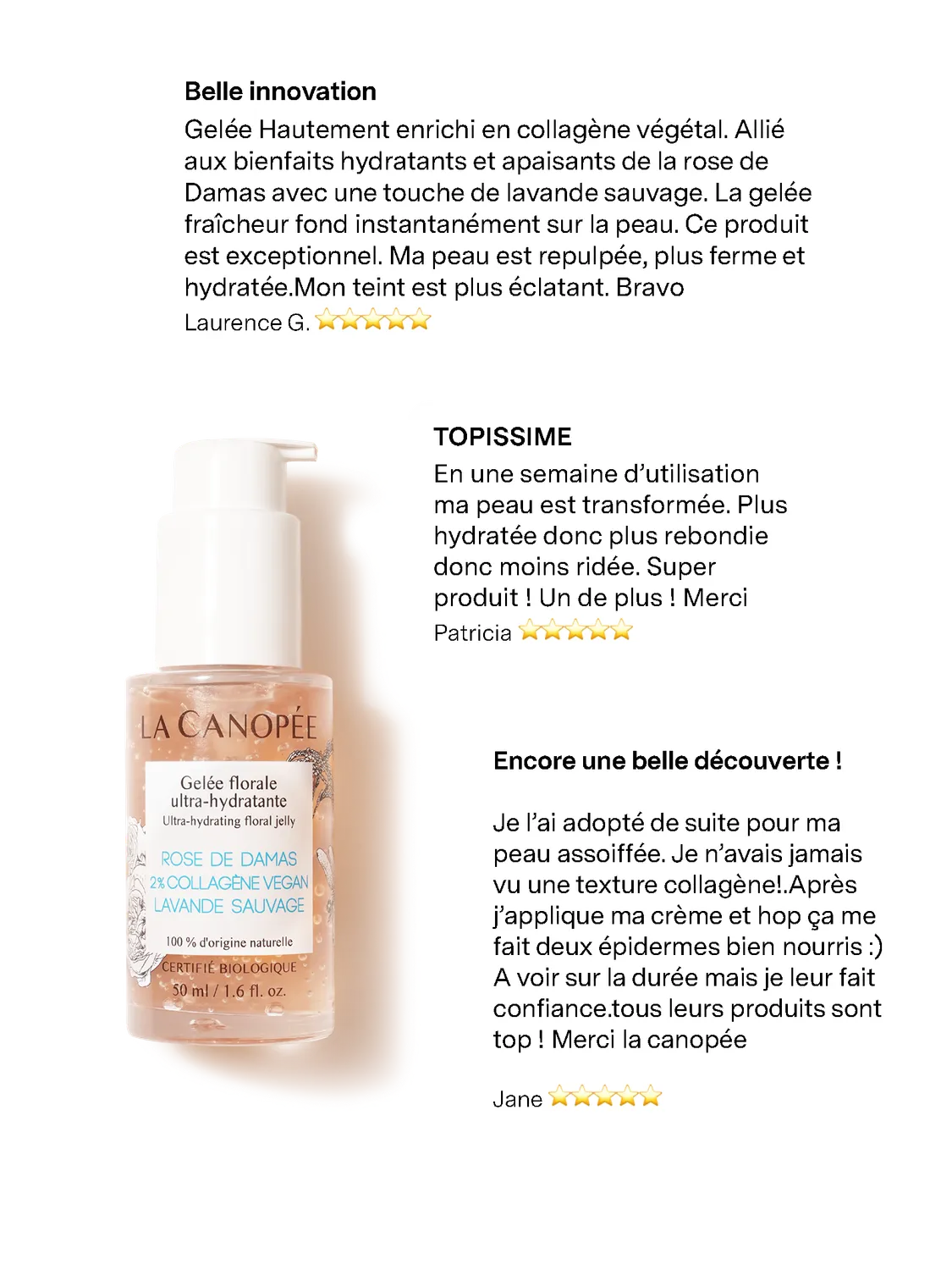 La Canopée Gelée florale gel visage 50 ml collagène