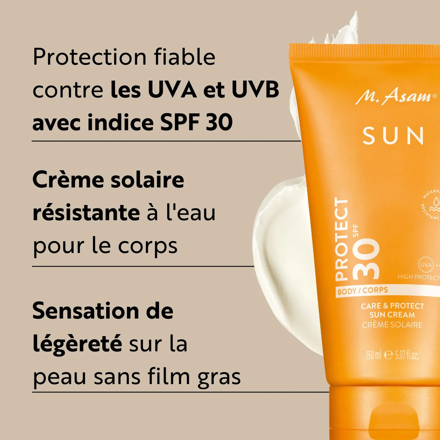 M. Asam Sun crème solaire corps SPF30 150 ml hydratante