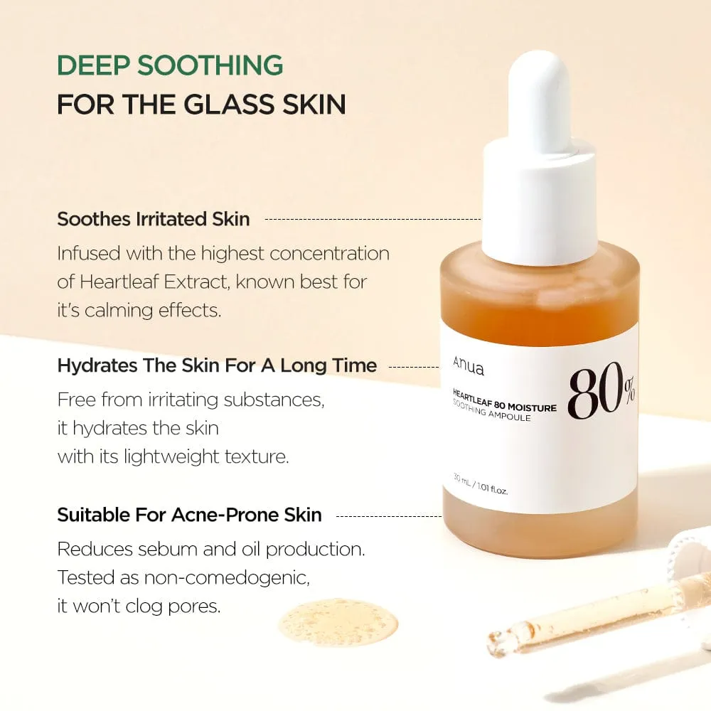 ANUA Heartleaf 80% Moisture Soothing Ampoule sérum hydratant