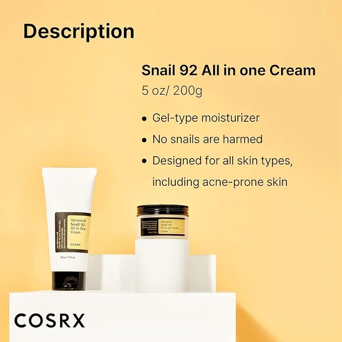 COSRX Advanced Snail 92 crème tube 50g mucine escargot
