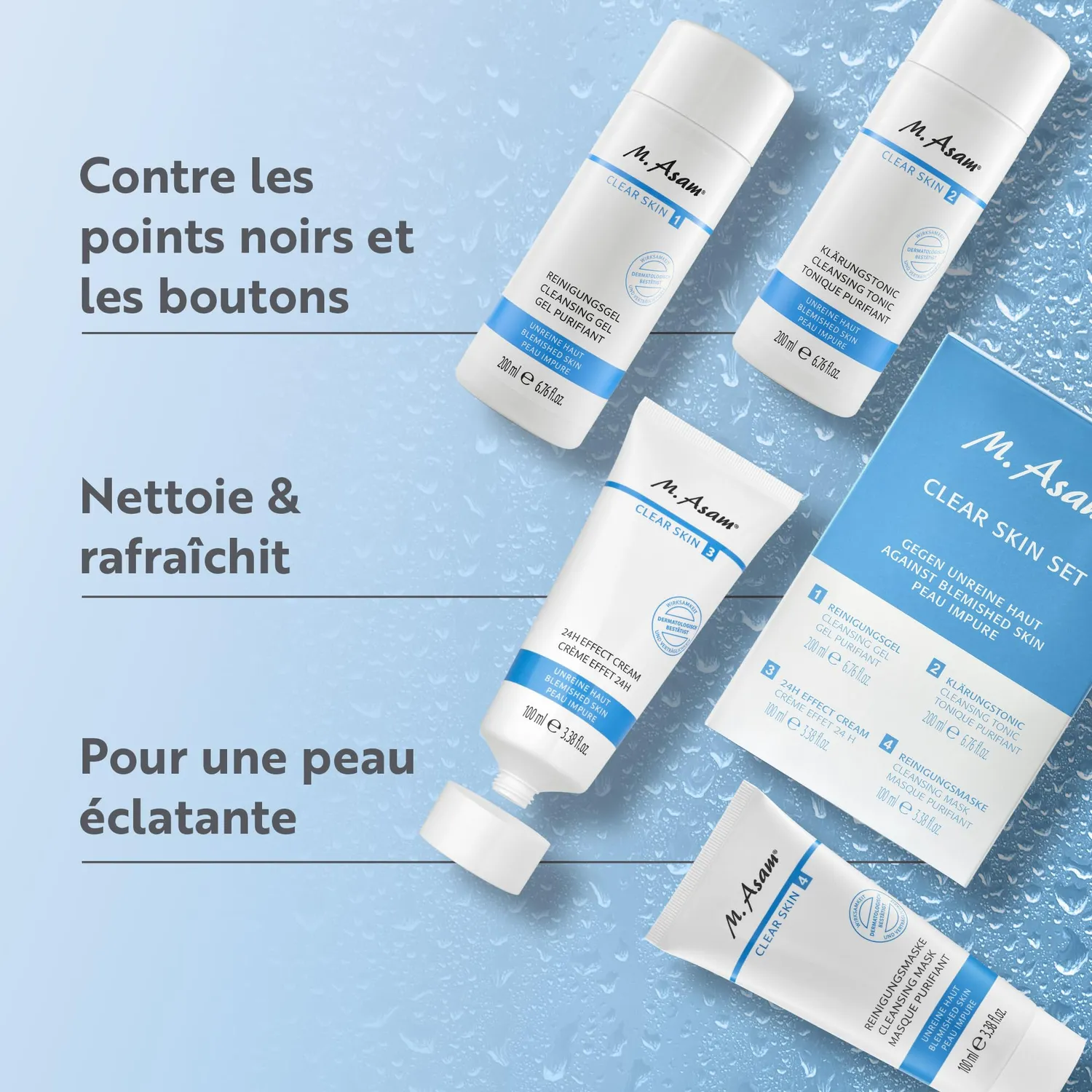 M. Asam Clear Skin Coffret anti-boutons 4 soins purifiants