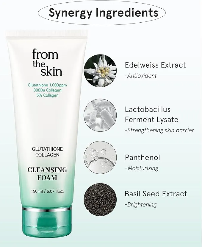 From The Skin Glutathione Collagen mousse nettoyante 150 ml éclat