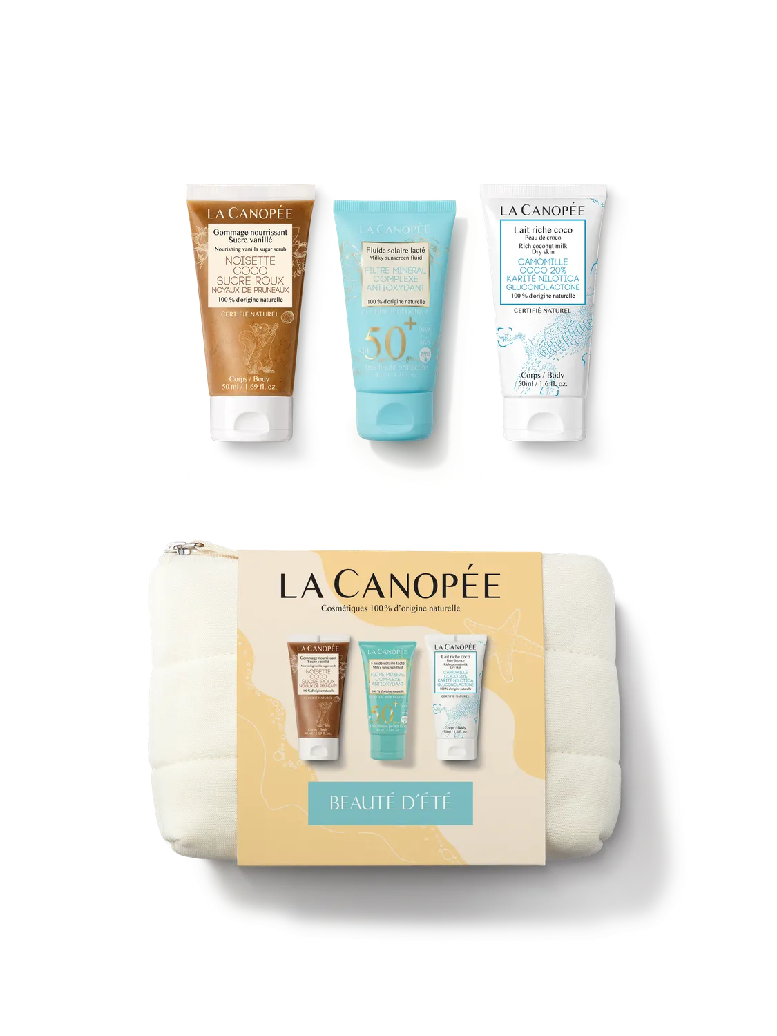 La Canopée Beauté d'été coffret solaire voyage SPF50+