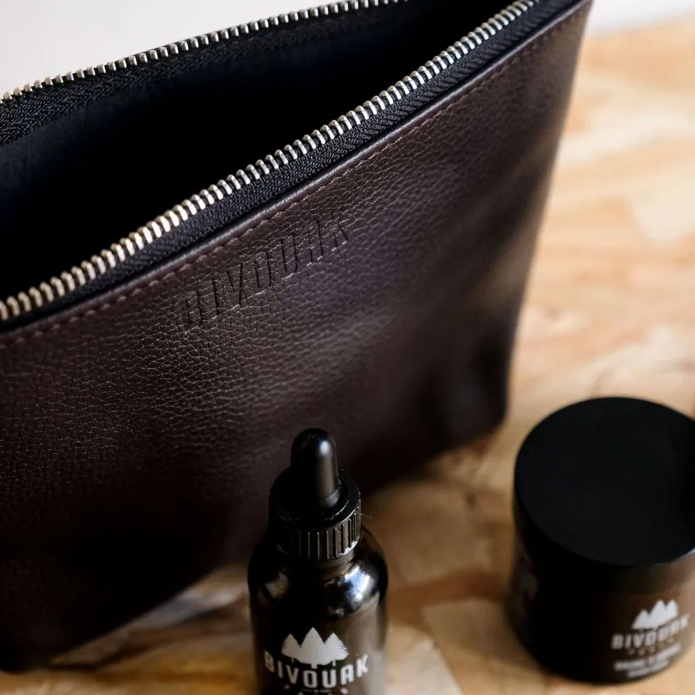 Bivouak Trousse de toilette homme cuir 22,5 cm