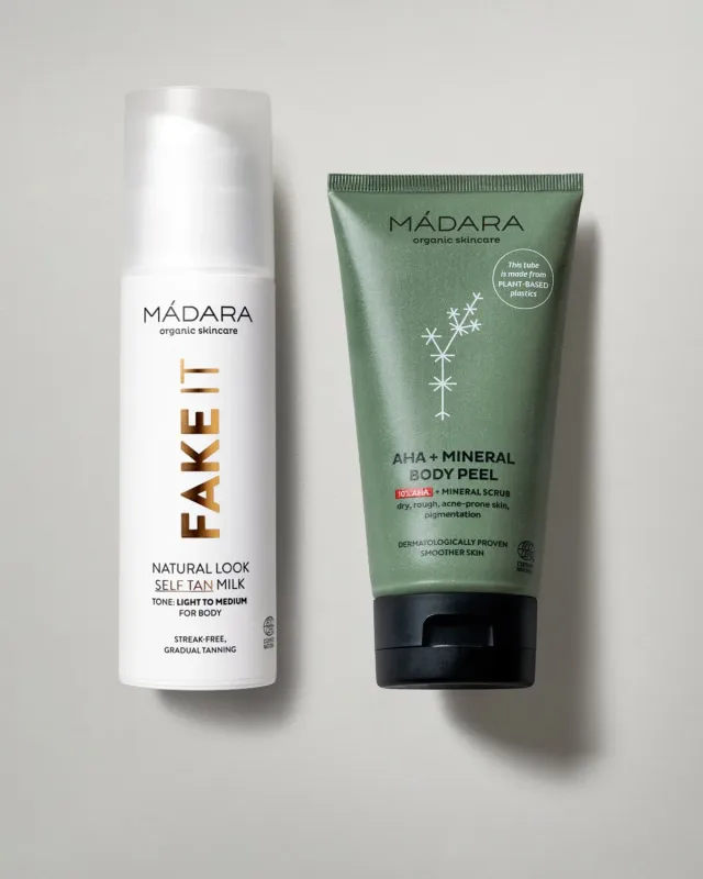 Mádara Self-Tan Prep Duo coffret autobronzant 2 soins hâle naturel