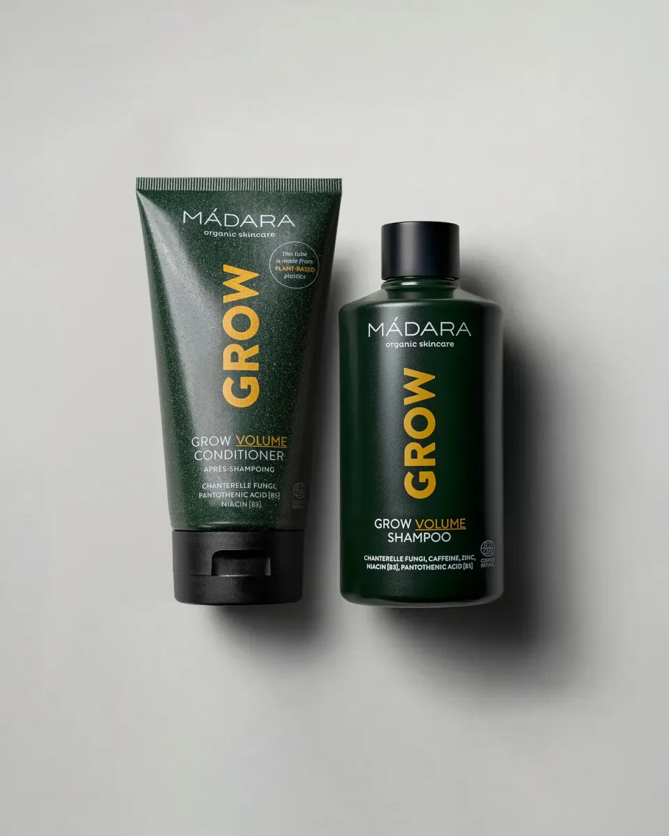 Mádara Grow Volume coffret cheveux 2 soins caféine zinc