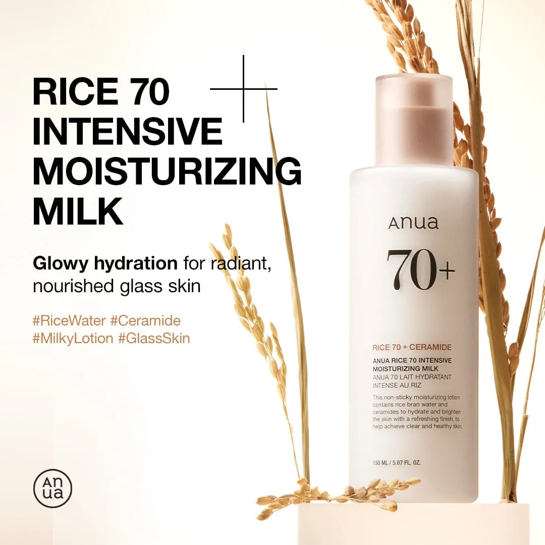 Anua Rice 70 Intensive Moisturizing lait visage éclat