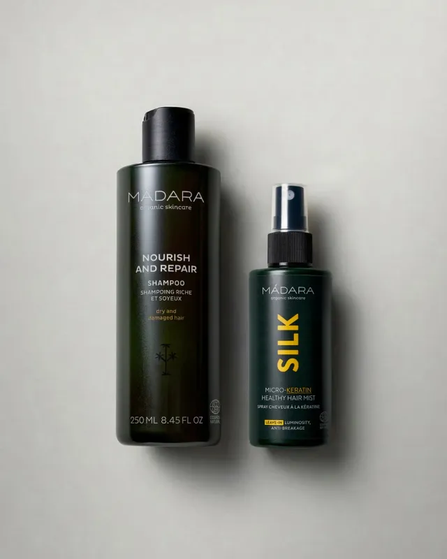Mádara kératine coffret cheveux secs shampoing spray