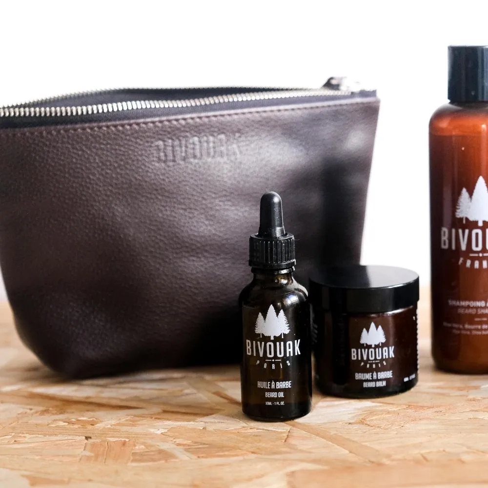 Bivouak Trousse de toilette homme cuir 22,5 cm