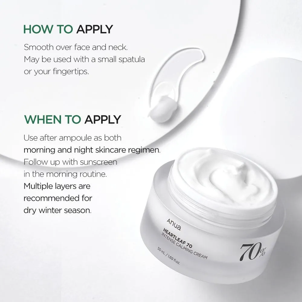 Anua Heartleaf 70 crème apaisante céramide peaux sèches