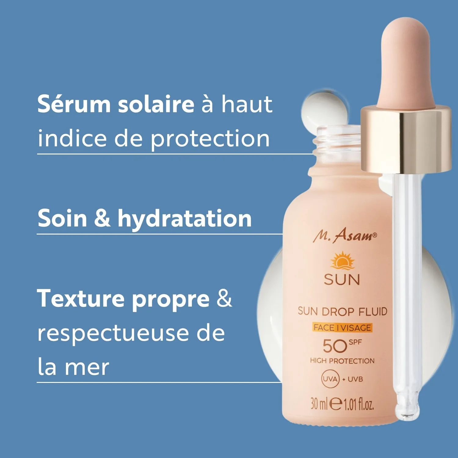 M. Asam Sun Drop Fluid SPF 50 fluide solaire 30 ml sans parfum