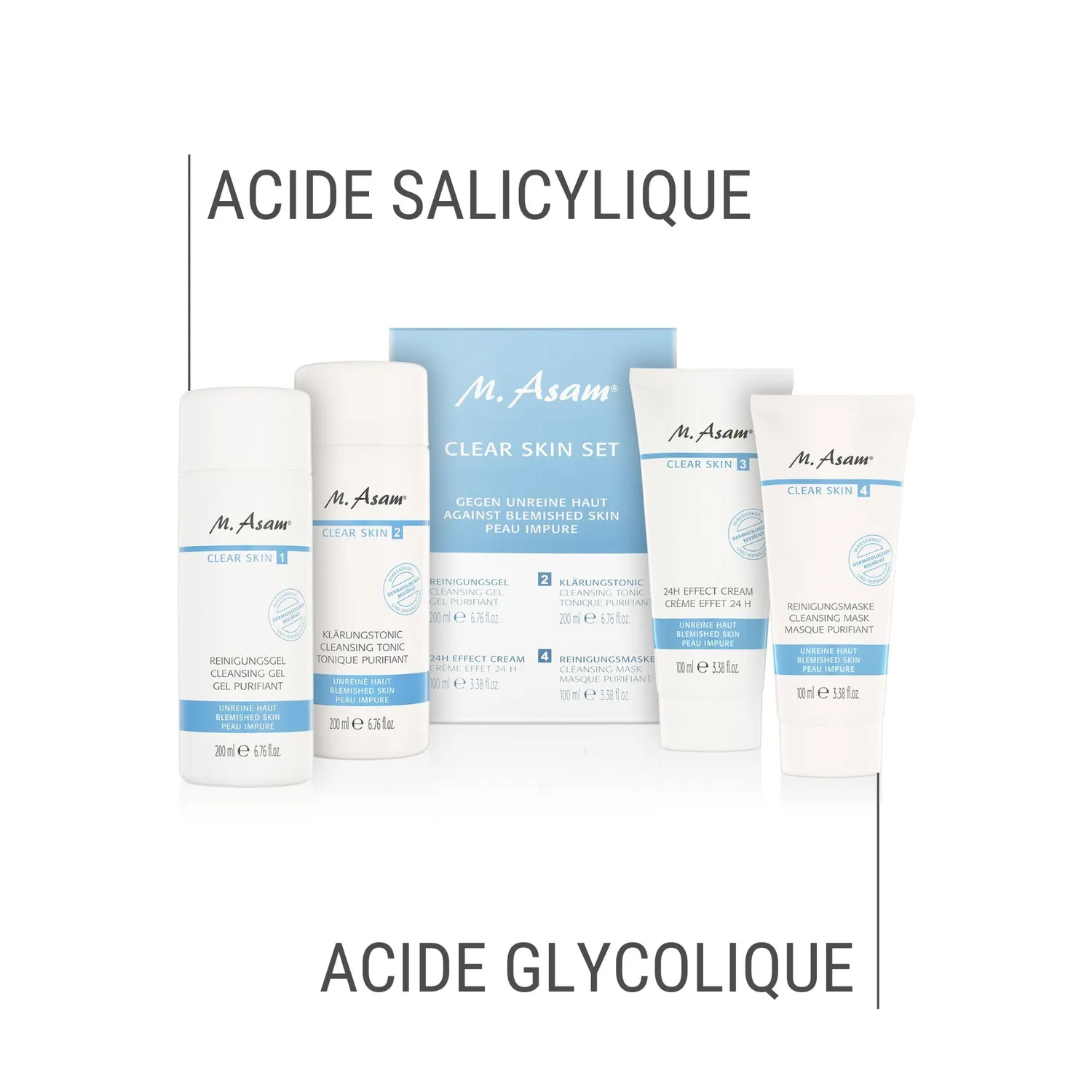 M. Asam Clear Skin Coffret anti-boutons 4 soins purifiants