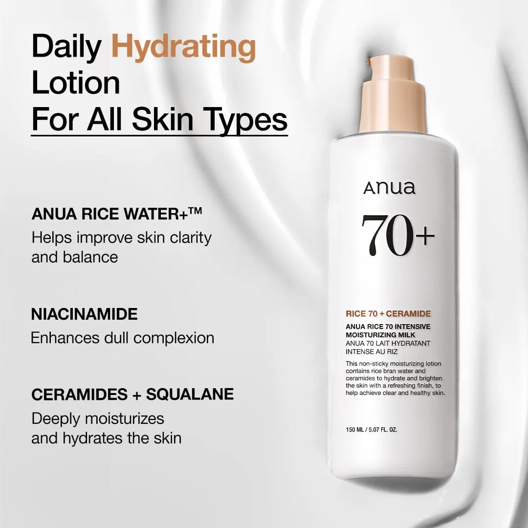 Anua Rice 70 Intensive Moisturizing lait visage éclat
