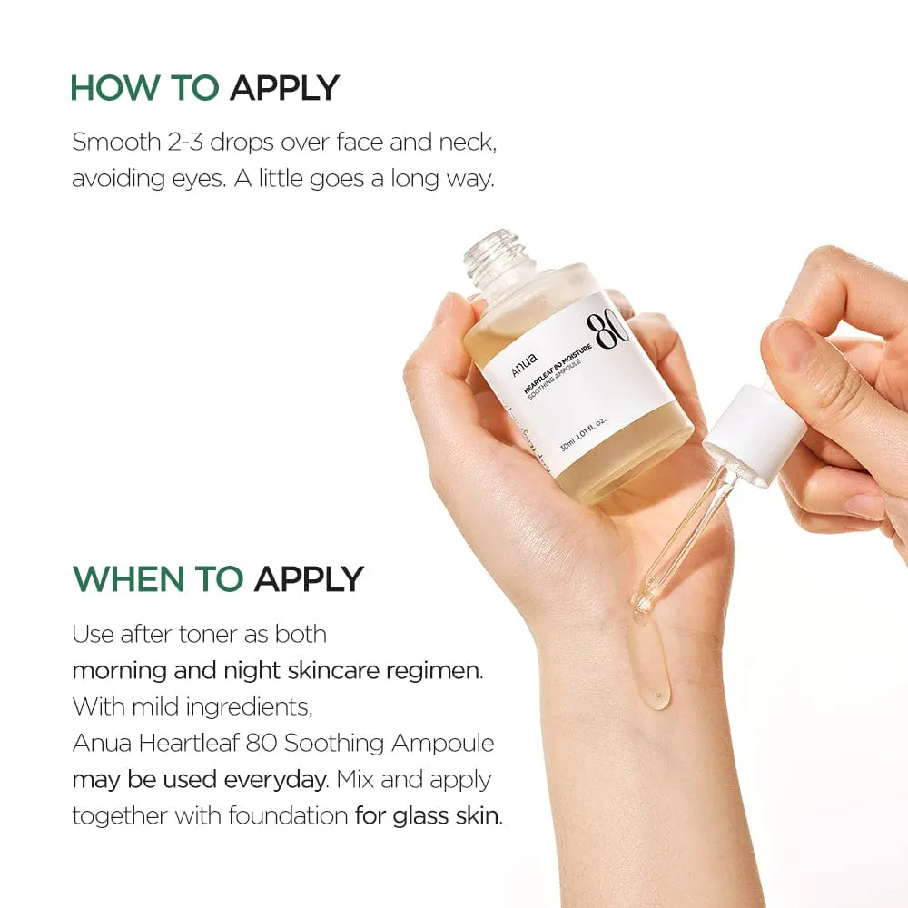 ANUA Heartleaf 80% Moisture Soothing Ampoule sérum hydratant