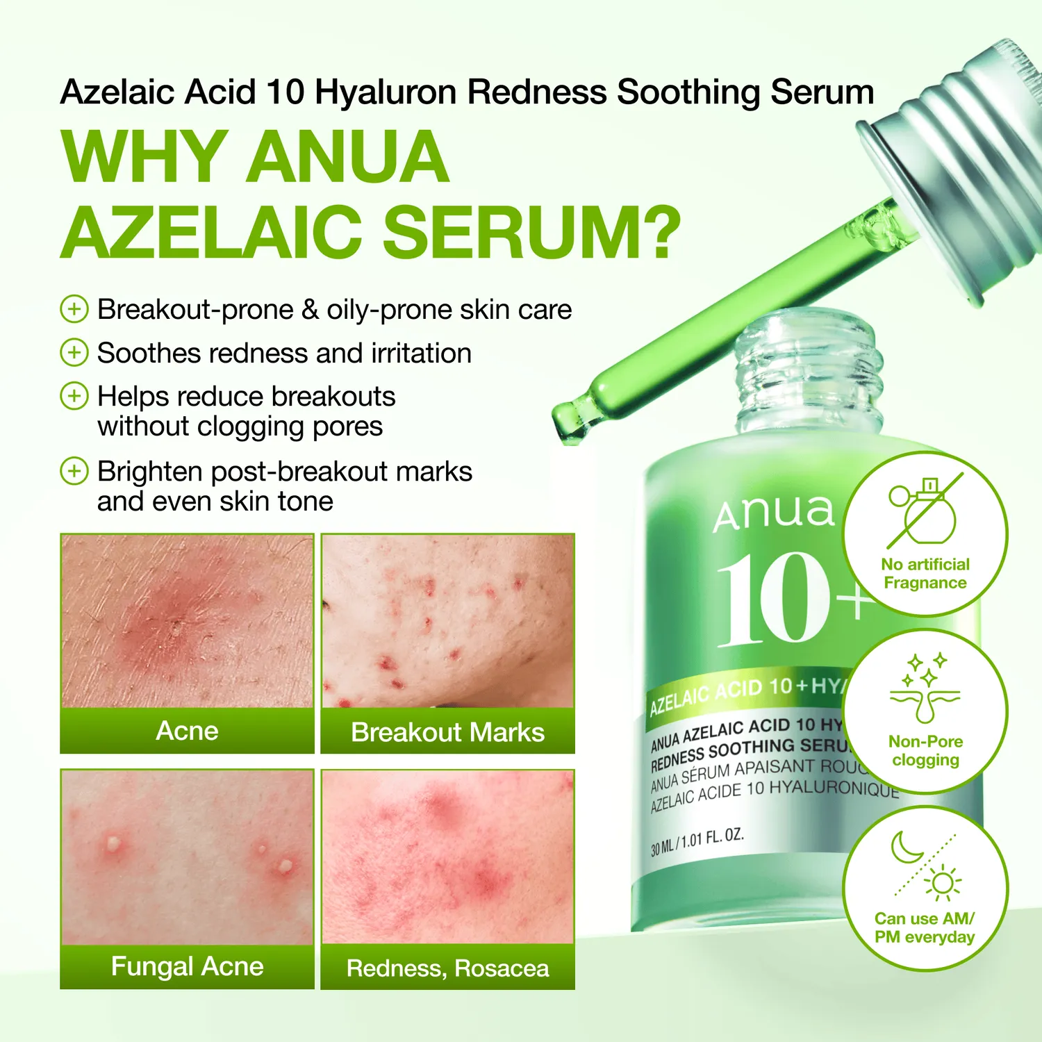 ANUA Azelaic Acid 10 sérum apaisant rougeurs