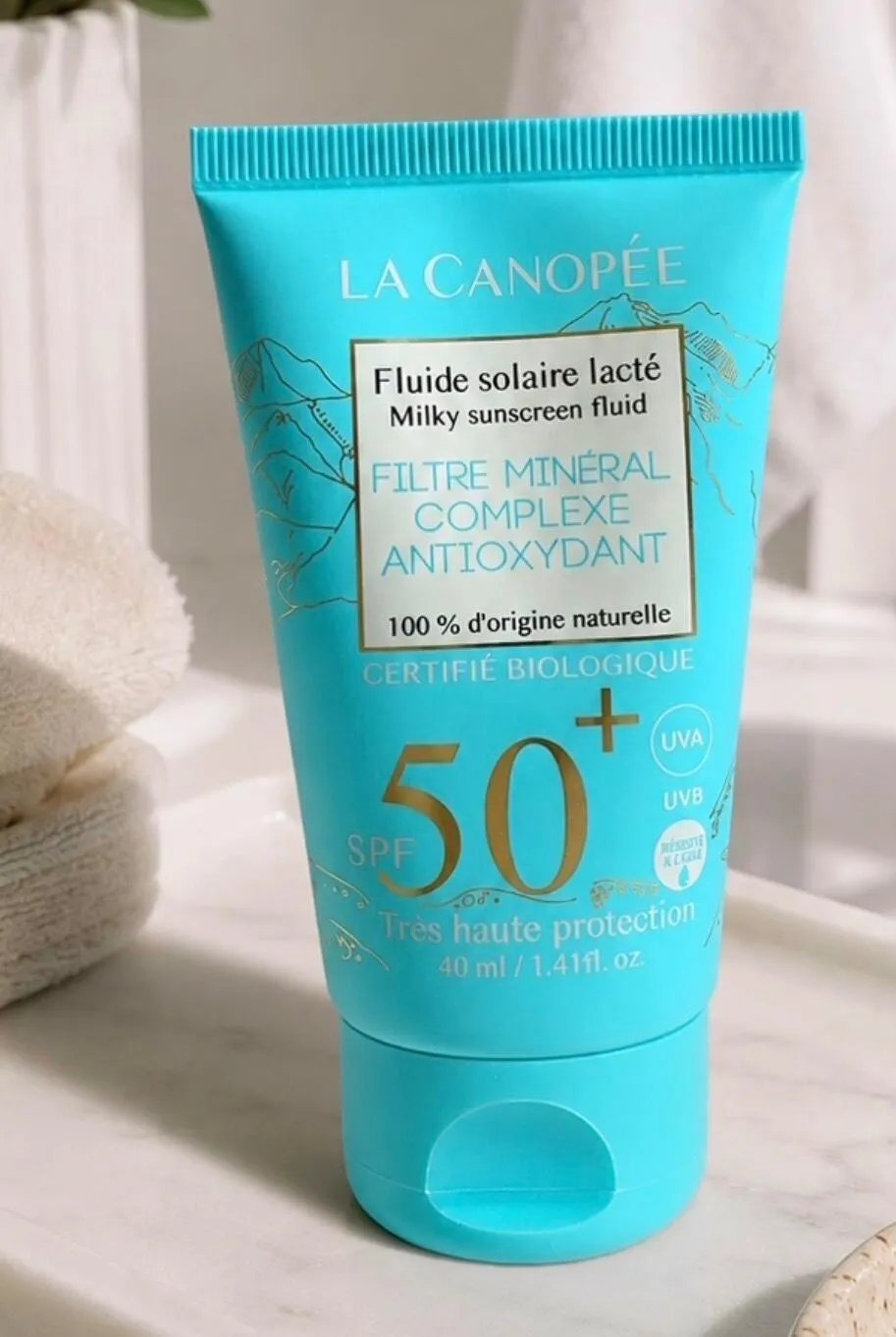 La Canopée Fluide solaire lacté SPF50+ minéral visage 40ml