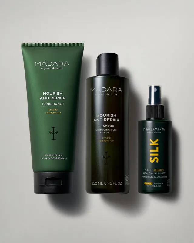 Mádara Nourish & Repair coffret cheveux abîmés 3 soins douceur
